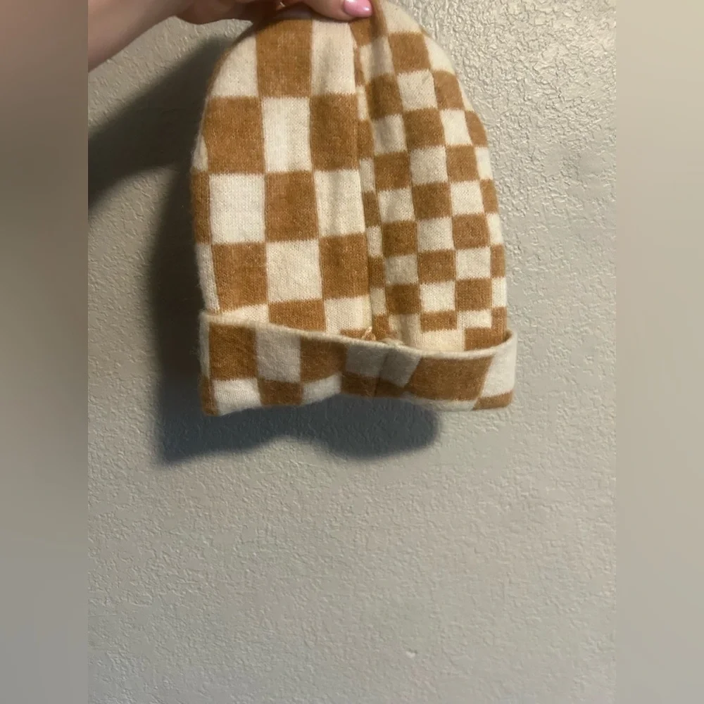 Maeve Anthropologie wool checkered beanie